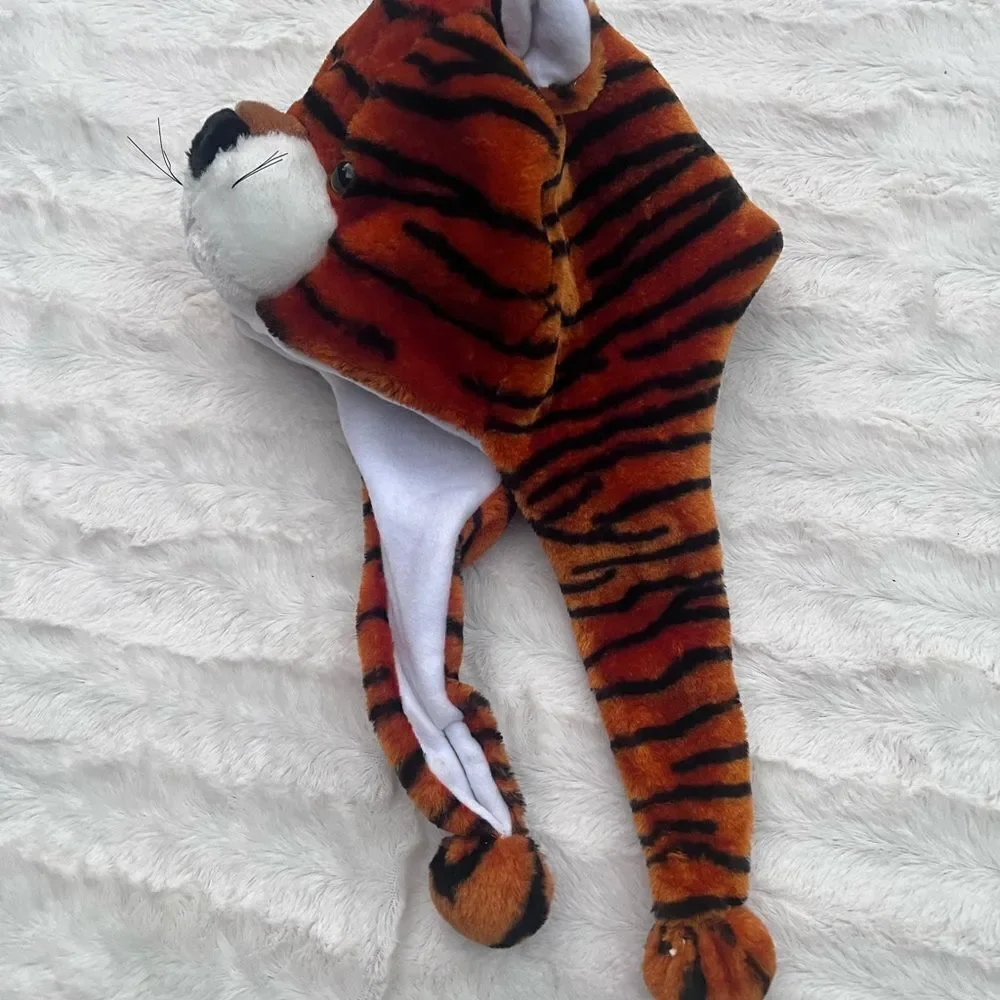 Hat Tiger Cute Plush Animal Winter Ski Hat Beanie Aviator Style Winter (Short)